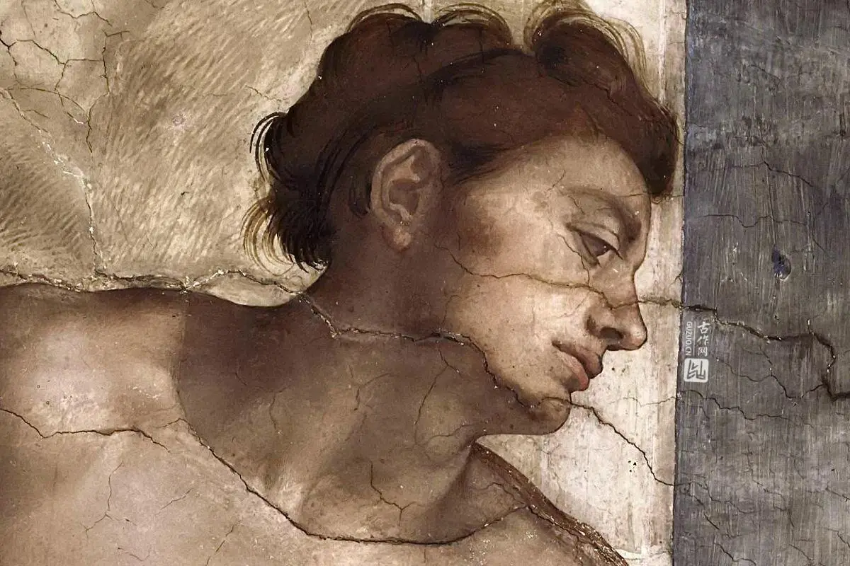 西斯廷教堂米开朗基罗壁画“Ignudo”系列《男性裸体肖像》局部 (2)
