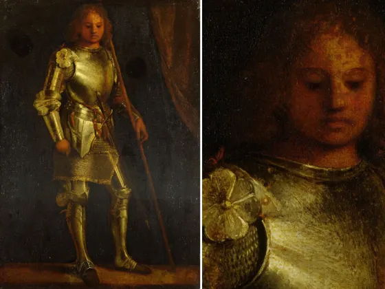 乔尔乔内油画人物作品《一个穿盔甲的男人》