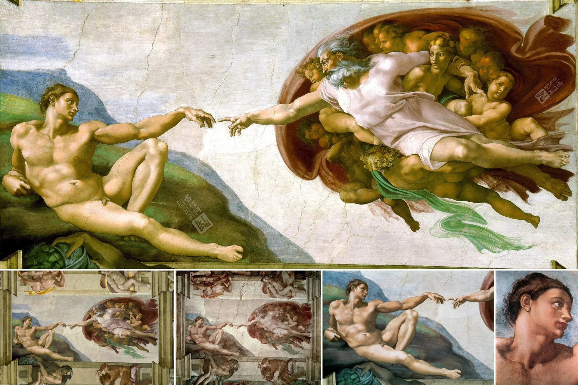 米开朗基罗壁画作品《创造亚当》高清大图