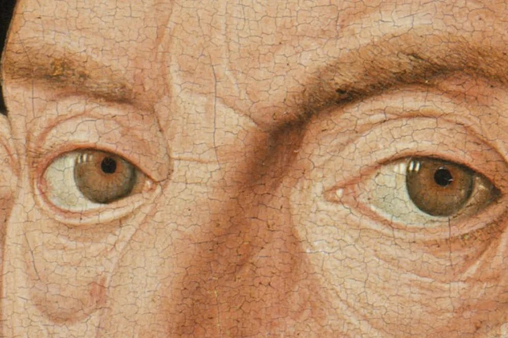 扬·凡·爱克油画头像作品《拿着康乃馨的男人肖像》局部 (1)