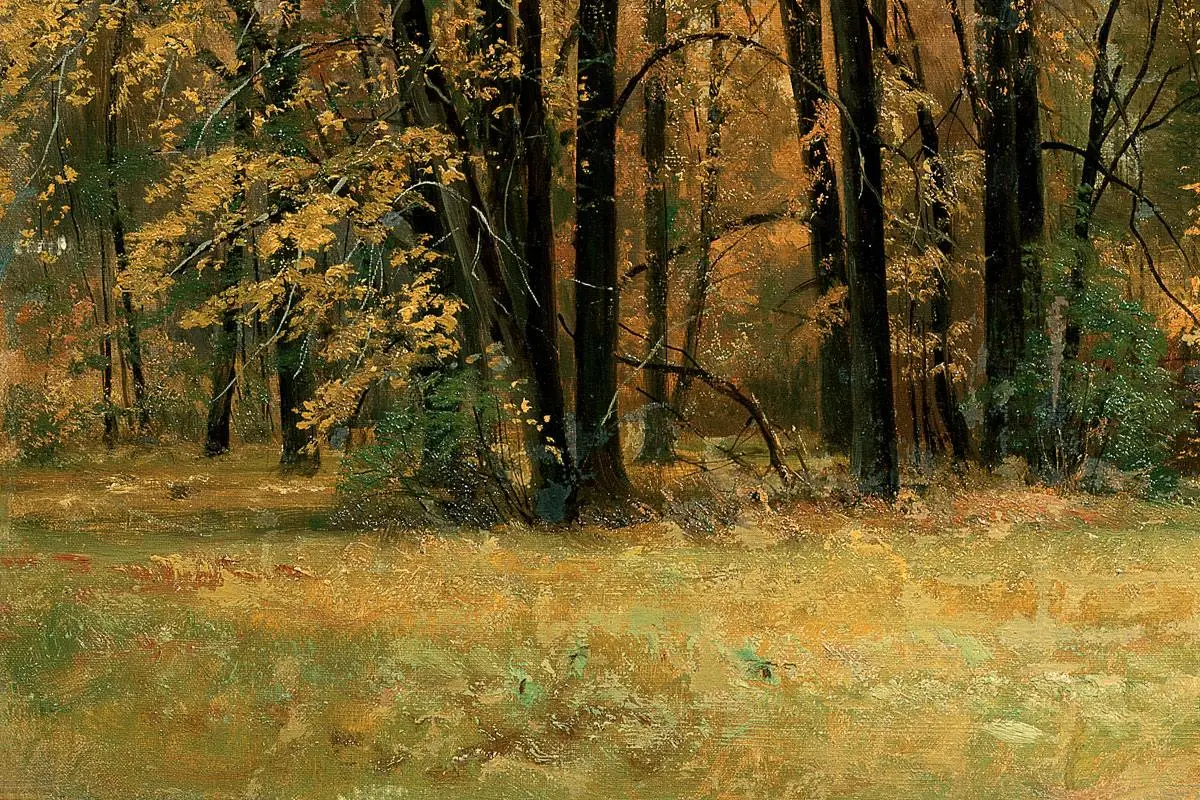 希施金油画风景《秋天的树林》局部 (1)