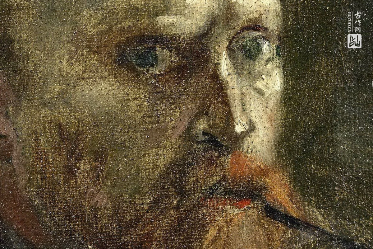 梵高1886年《叼着烟斗的自画像》局部 (1)