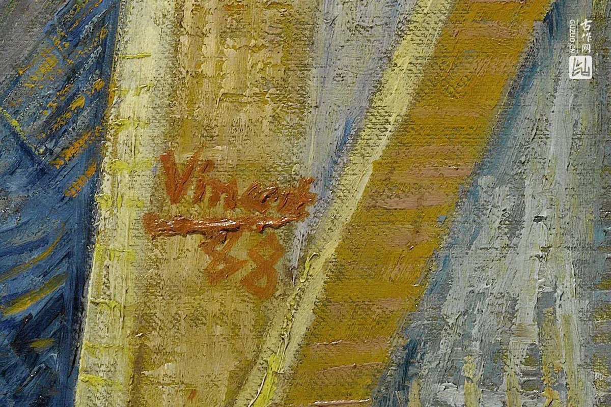 梵高1888年《在画架前的自画像》局部 (4)