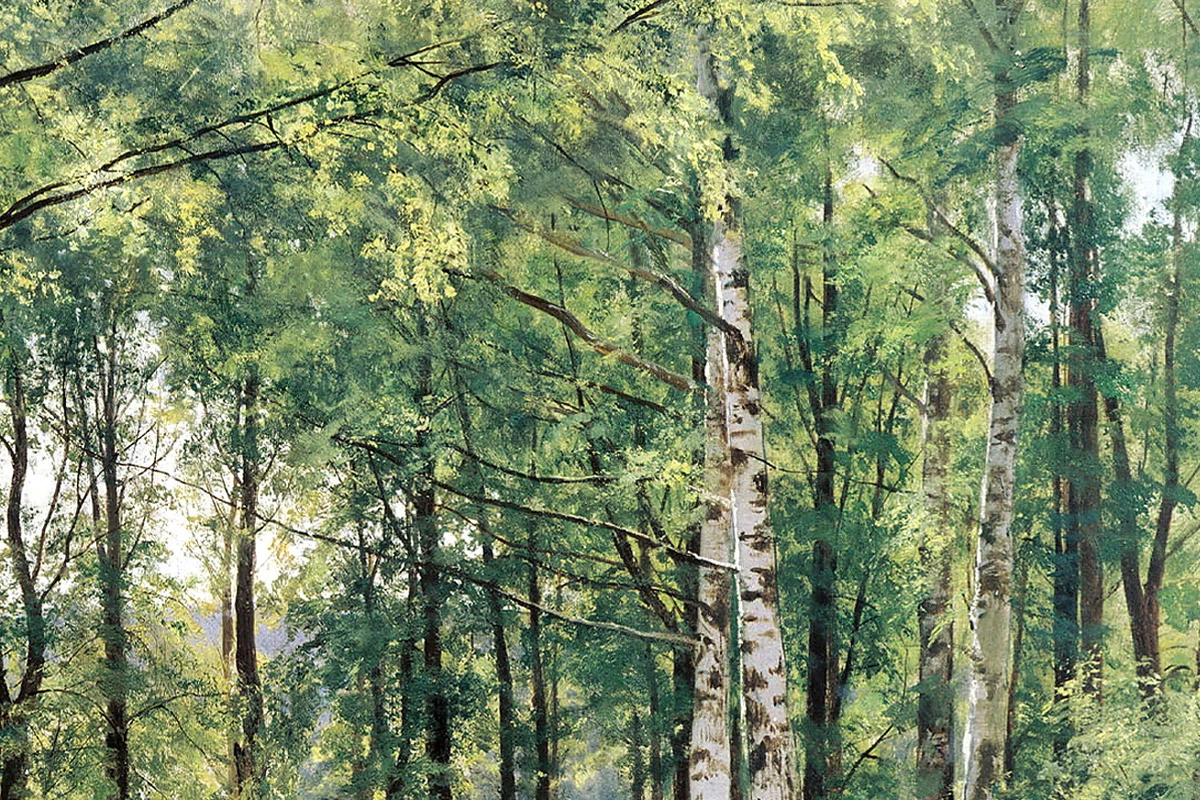 希施金油画风景 在树林乘凉的女人局部 (3)