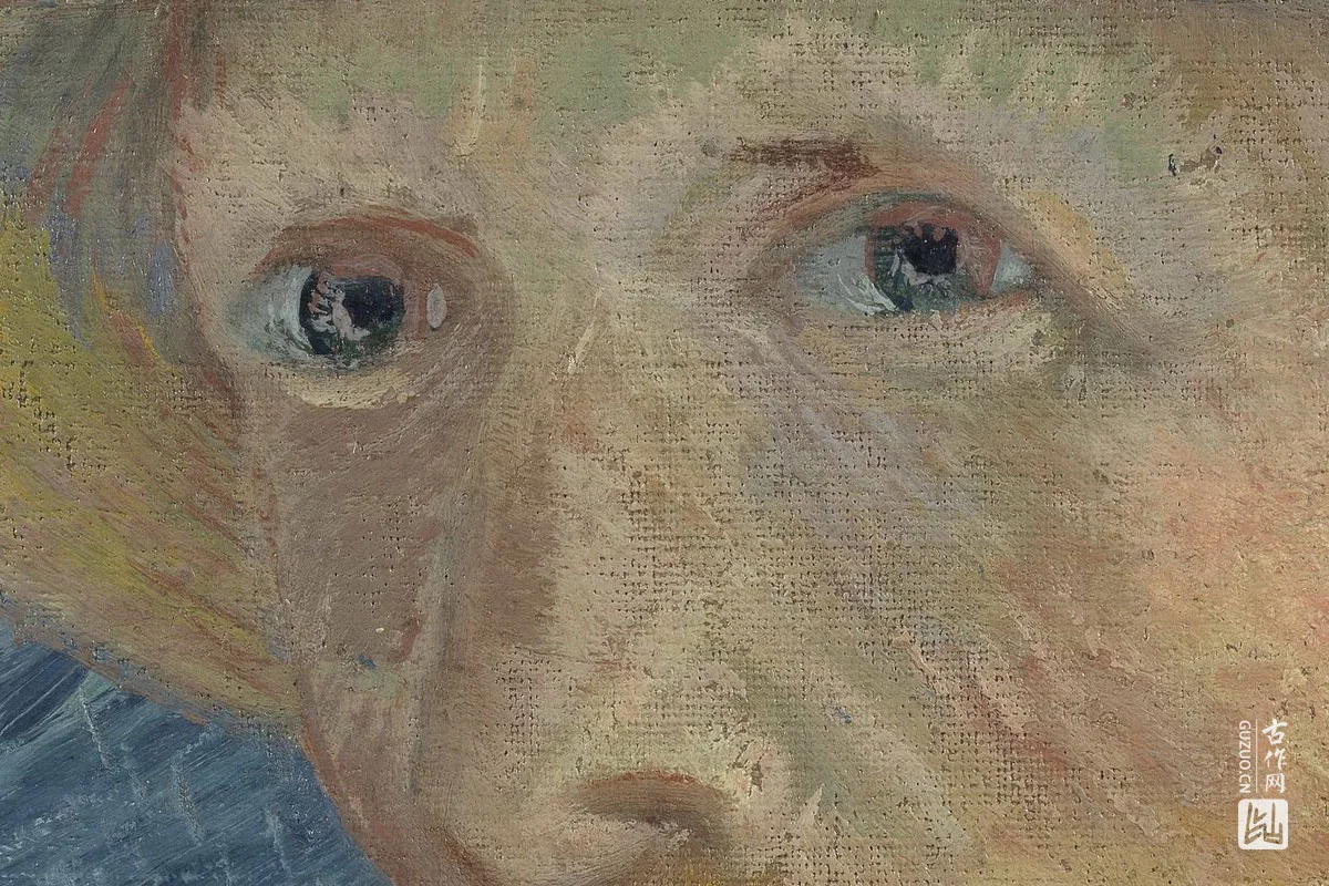 文森特·梵高油画头像《戴草帽的自画像》局部 (1)