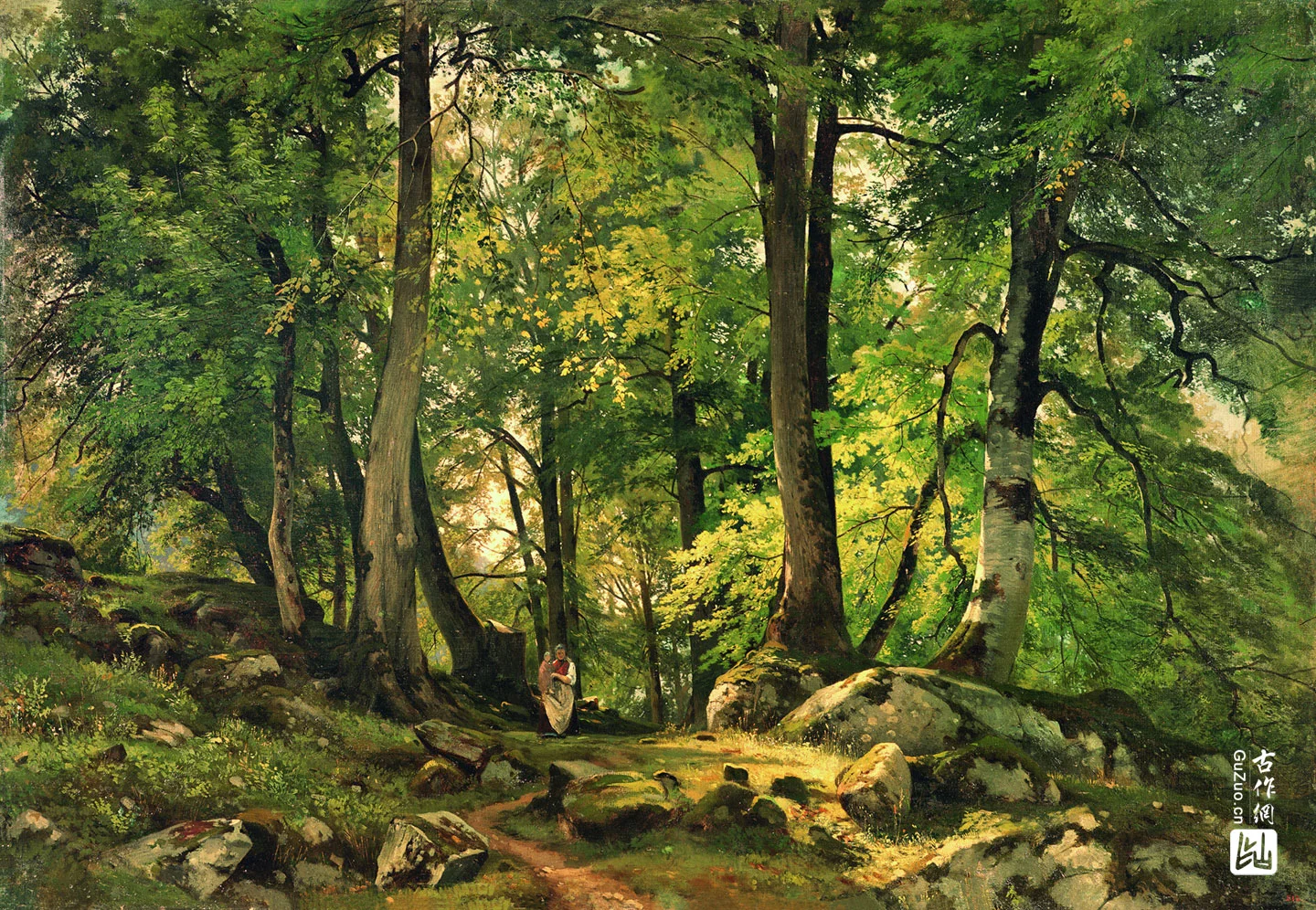 希施金油画风景《瑞士的水青冈森林》高清大图