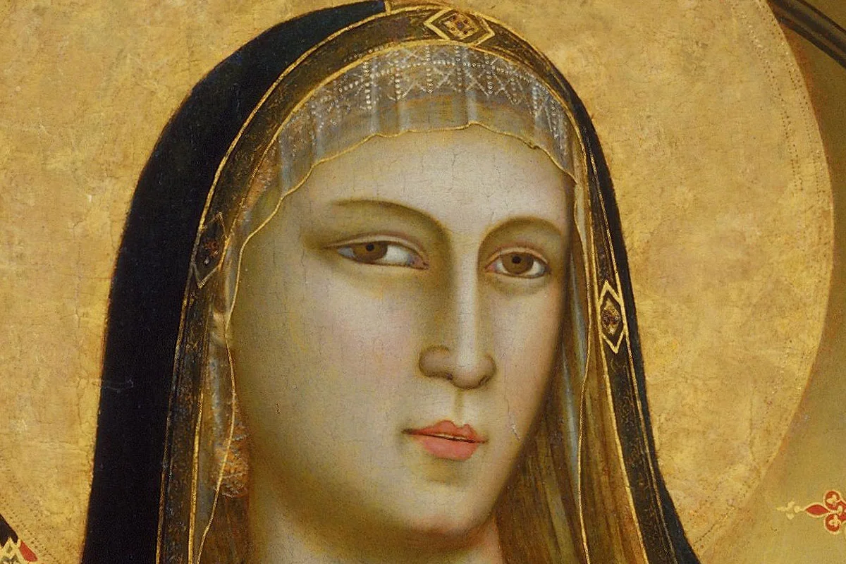 文艺复兴乔托祭坛画《圣母子》高清大图局部 (1)