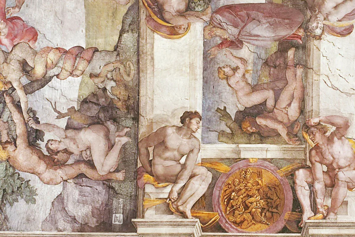 米开朗基罗壁画《西斯廷教堂天顶画》高清大图局部 (3)