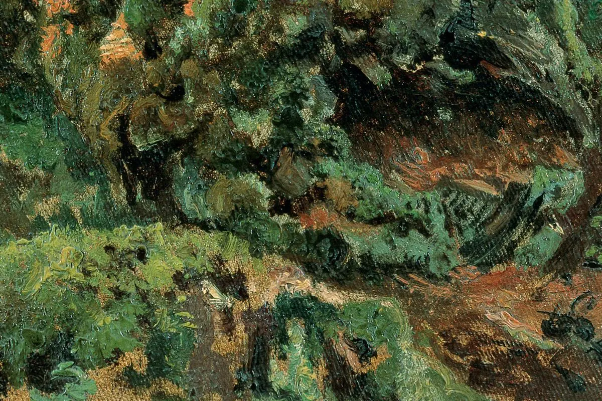 希施金油画《腐烂树干上的苔藓》局部 (3)