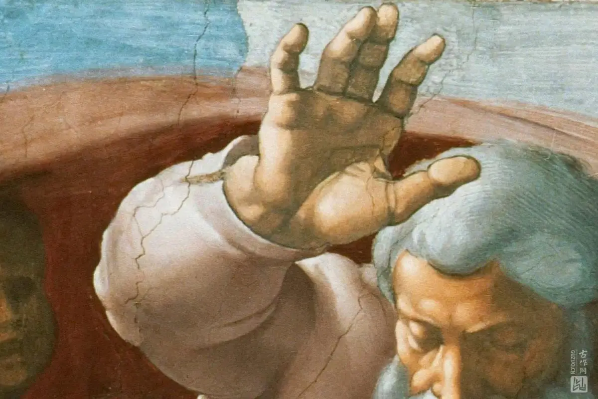 米开朗基罗西斯廷教堂壁画《上帝分离陆地和水域》局部 (2)