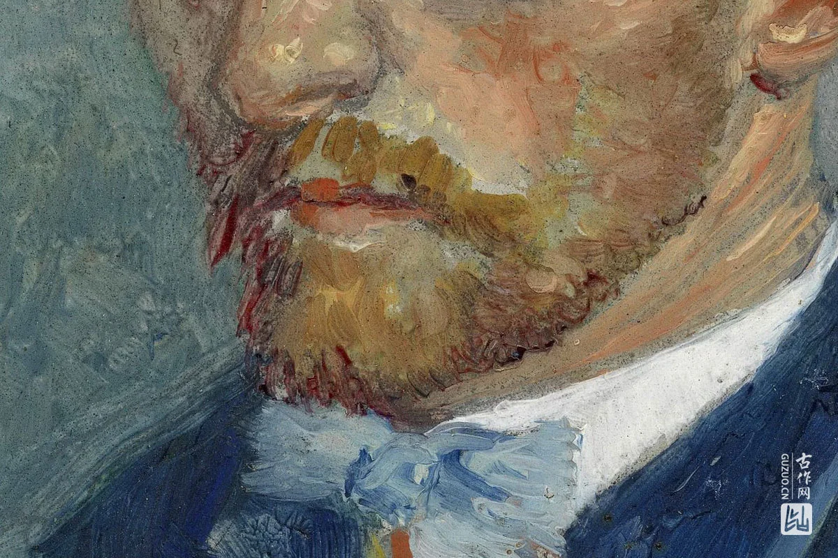 梵高1887年油画《戴草帽与领结的自画像》局部 (2)