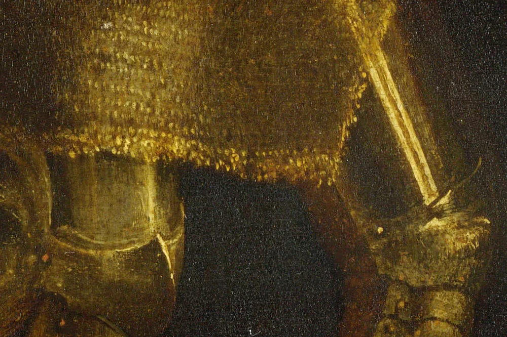 乔尔乔内油画人物作品《一个穿盔甲的男人》局部 (4)