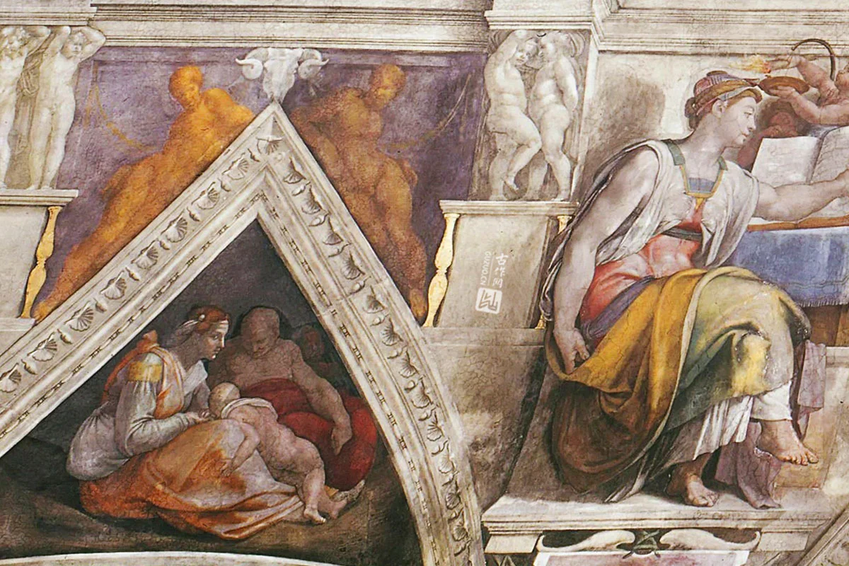 米开朗基罗壁画《西斯廷教堂天顶画》高清大图局部 (8)