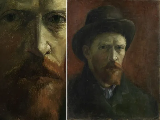 梵高1886年《戴深色毡帽的自画像》肖像画作品