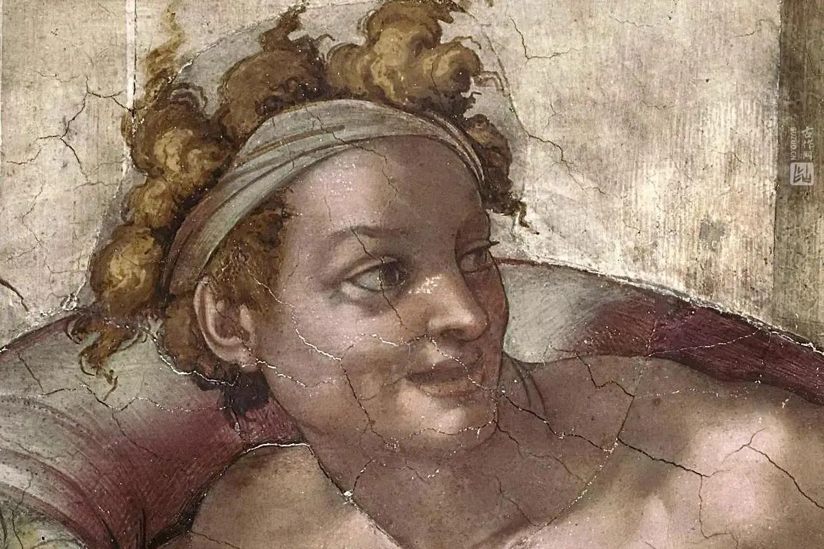 西斯廷教堂米开朗基罗壁画“Ignudo”系列《男性裸体肖像》局部 (5)