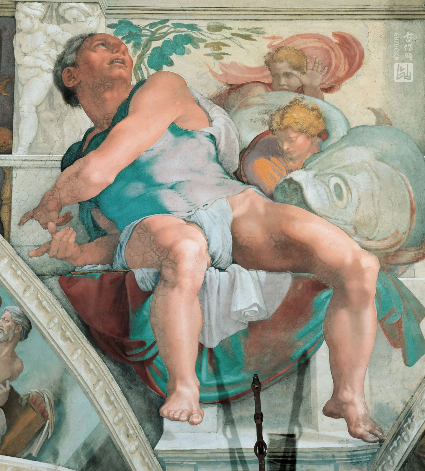 米开朗基罗西斯廷教堂壁画《先知约拿》