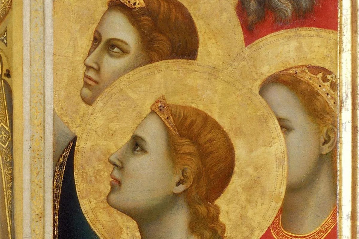 文艺复兴乔托祭坛画《圣母子》高清大图局部 (5)