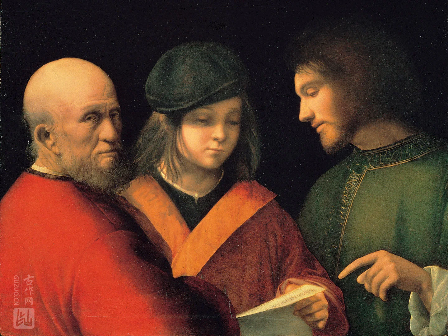 乔尔乔内油画作品《三代人》高清大图
