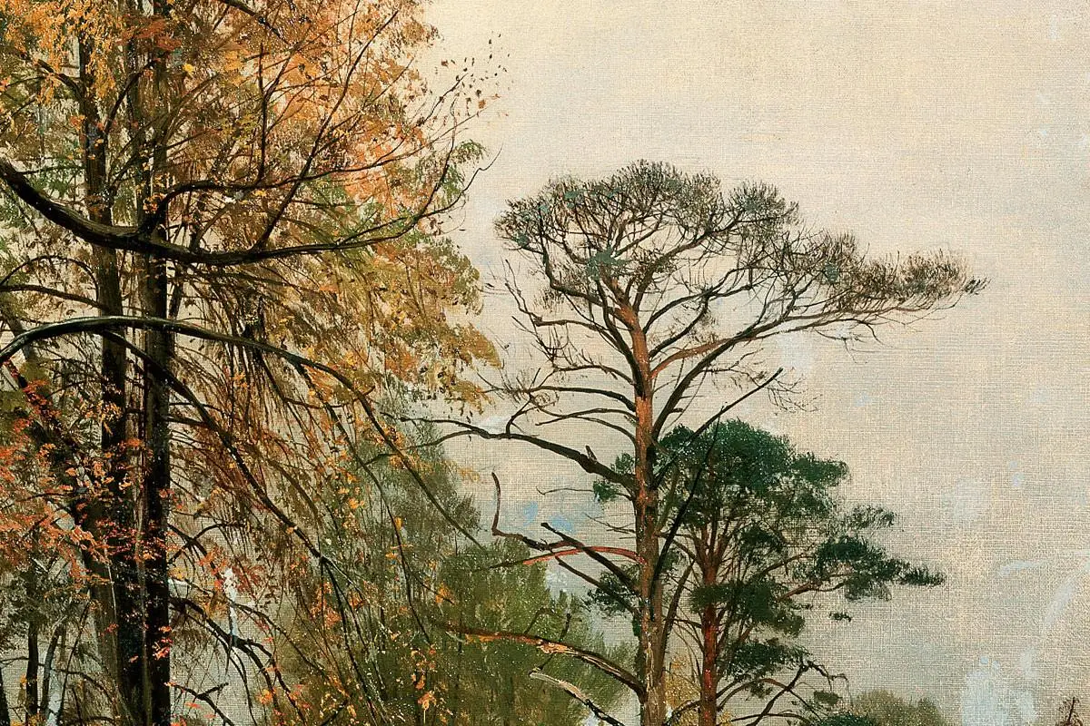 希施金油画风景《秋天的树林》局部 (3)