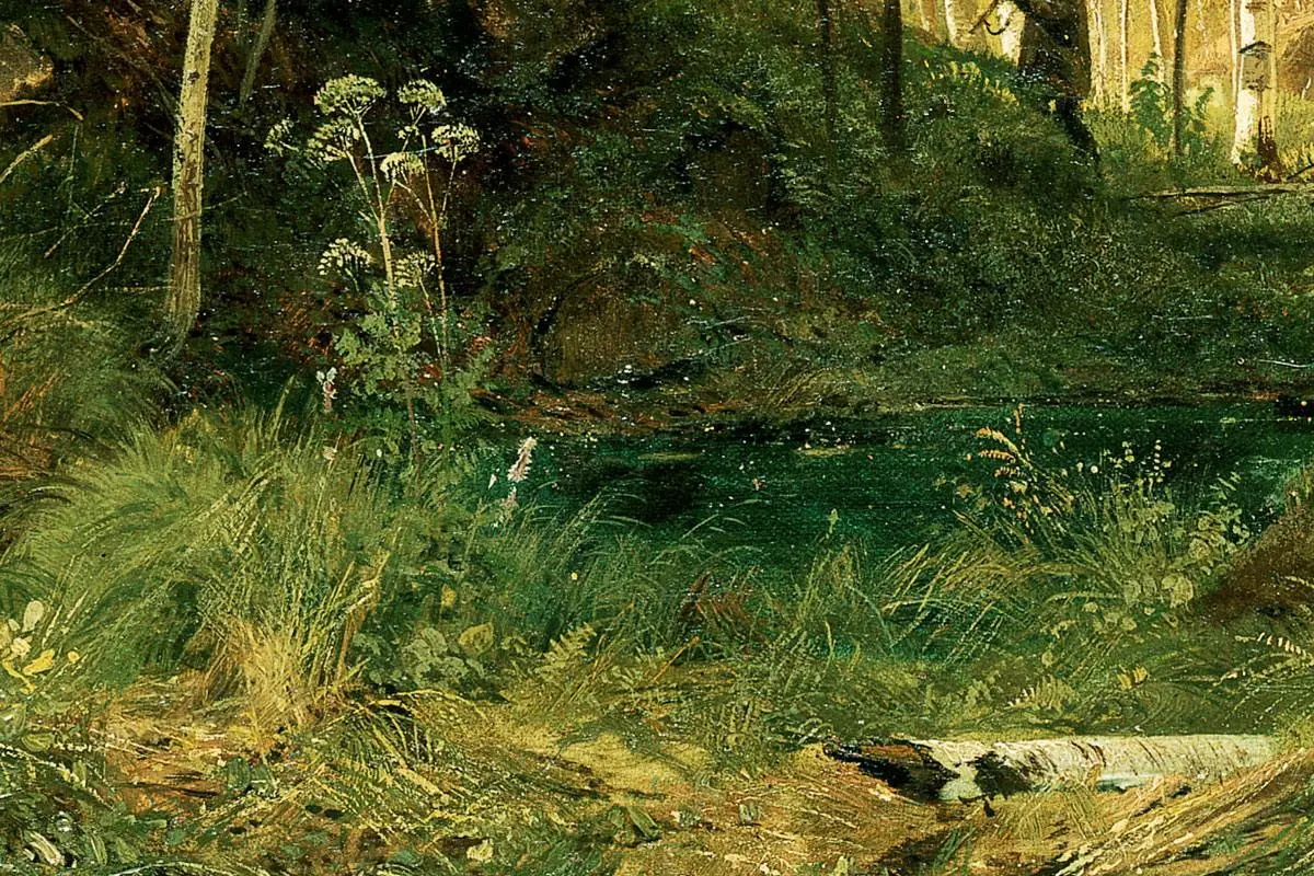 希施金油画风景《树林中的猎人》局部 (6)