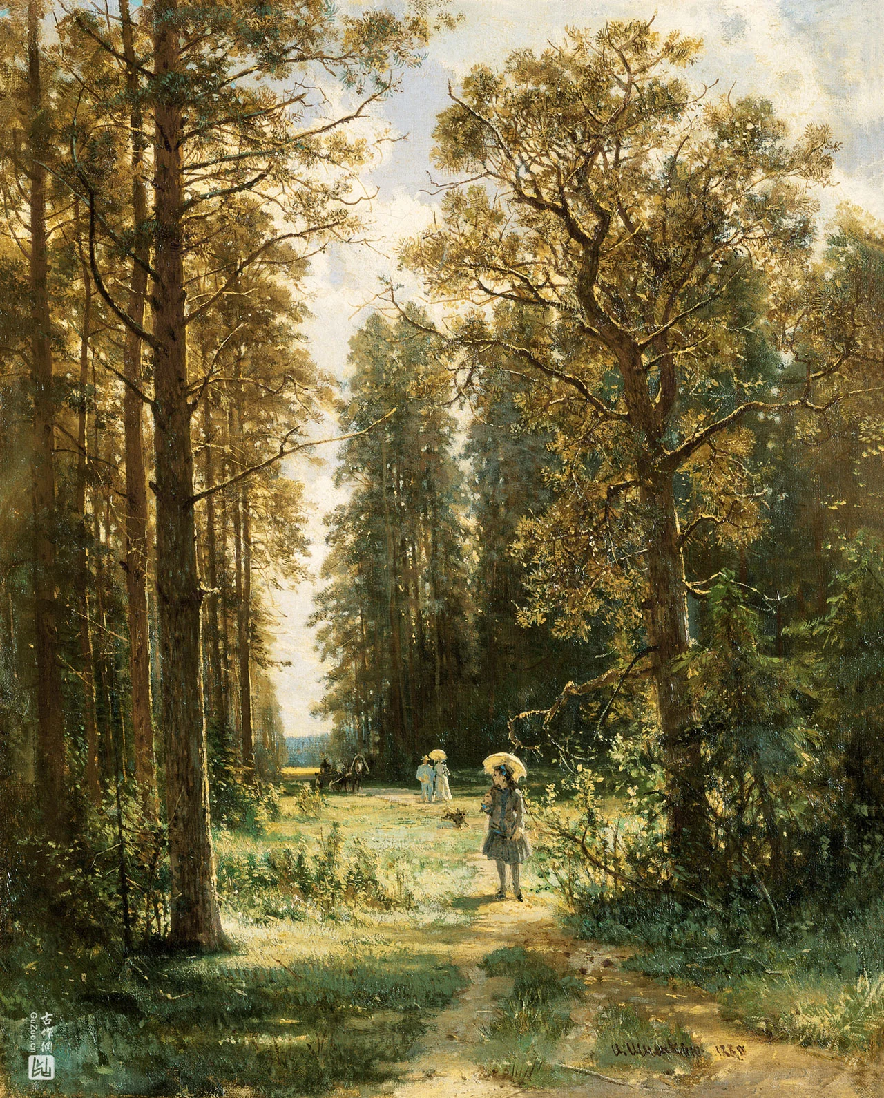 希施金油画风景《穿过森林的小路》高清大图