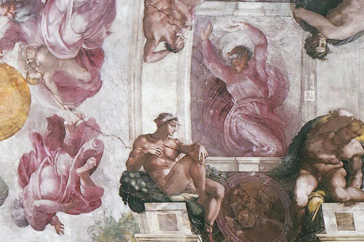米开朗基罗壁画《西斯廷教堂天顶画》高清大图局部 (5)