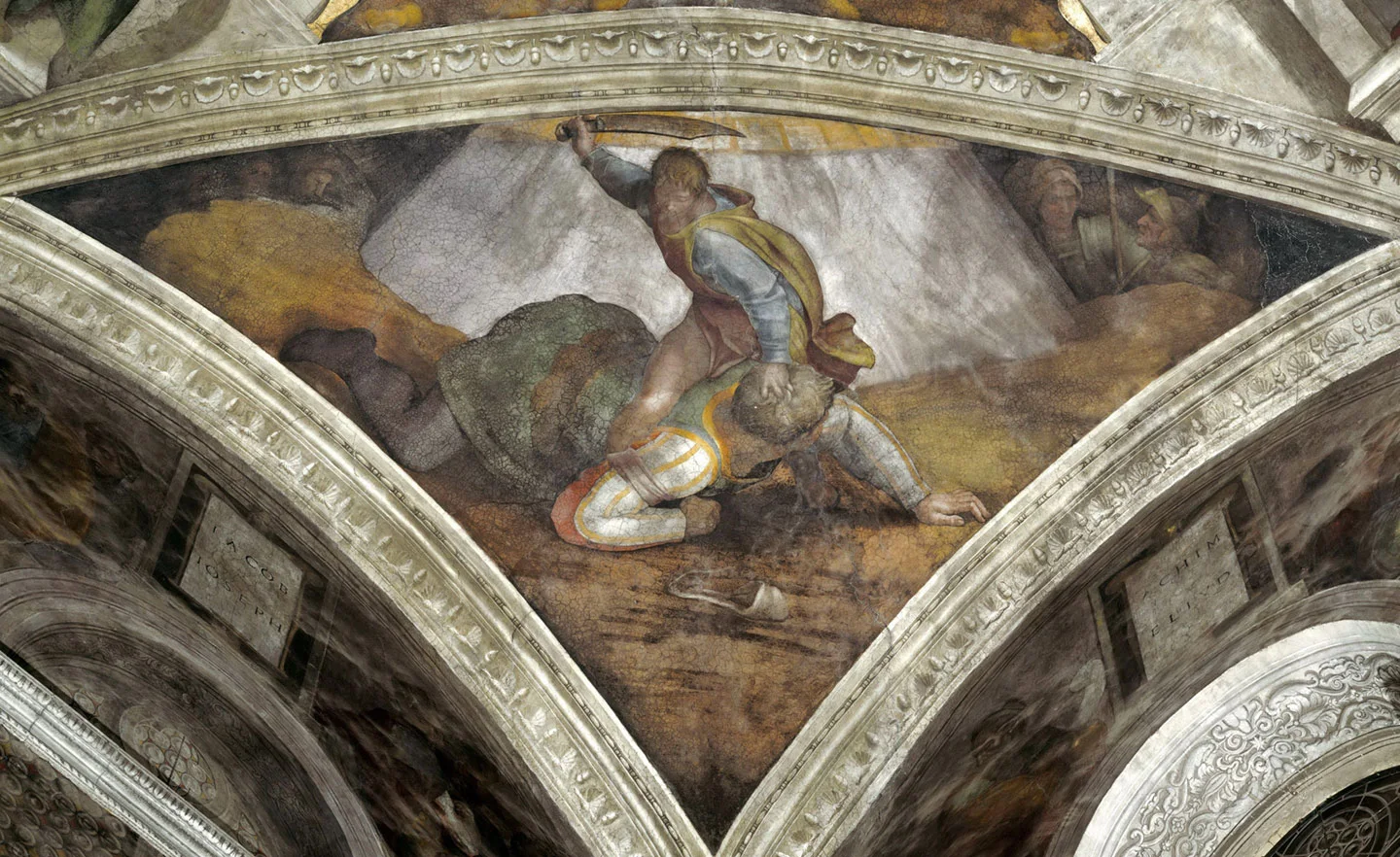 米开朗基罗壁画《大卫斩杀歌利亚》高清图片