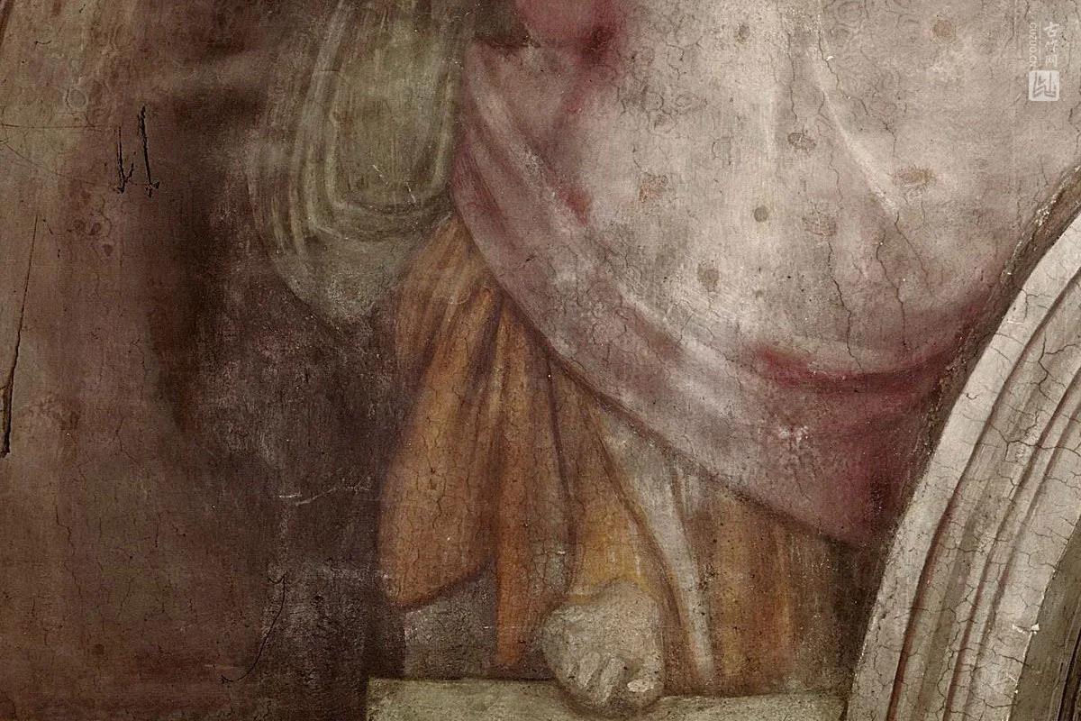 米开朗基罗壁画《基督的祖先：鲑鱼、伯鲁斯、奥贝特》局部 (4)