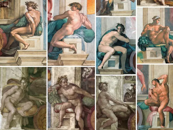 西斯廷教堂米开朗基罗壁画“Ignudo”系列《男性裸体肖像》