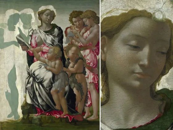 米开朗基罗作品《圣母子与圣约翰和天使》