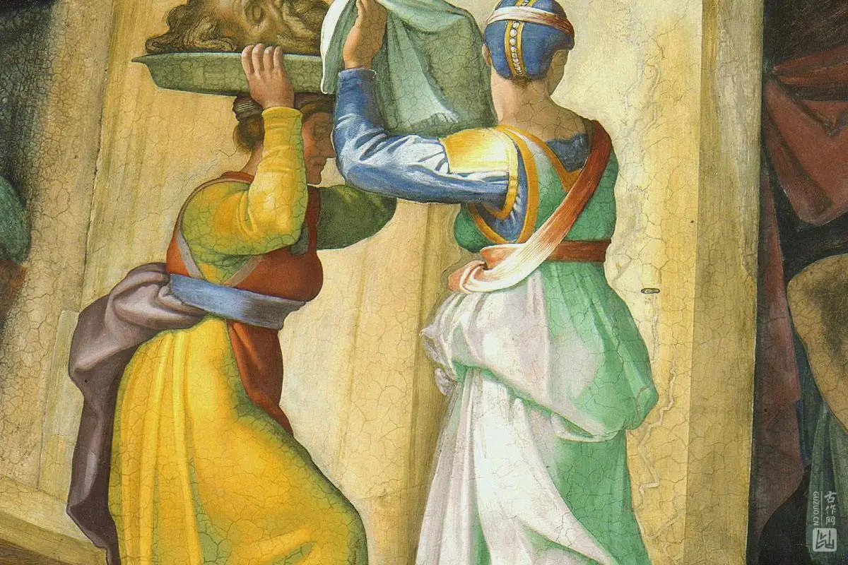 开朗基罗壁画《犹底与霍洛芬尼》局部 (1)