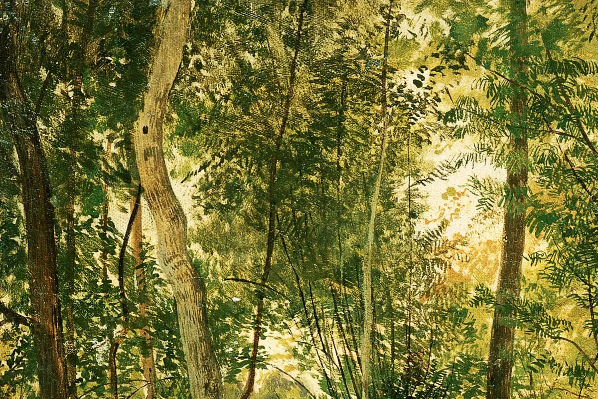 希施金油画风景《树林中的猎人》局部 (2)