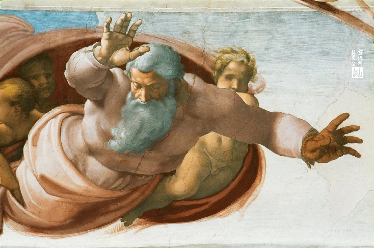 米开朗基罗西斯廷教堂壁画《上帝分离陆地和水域》高清图片