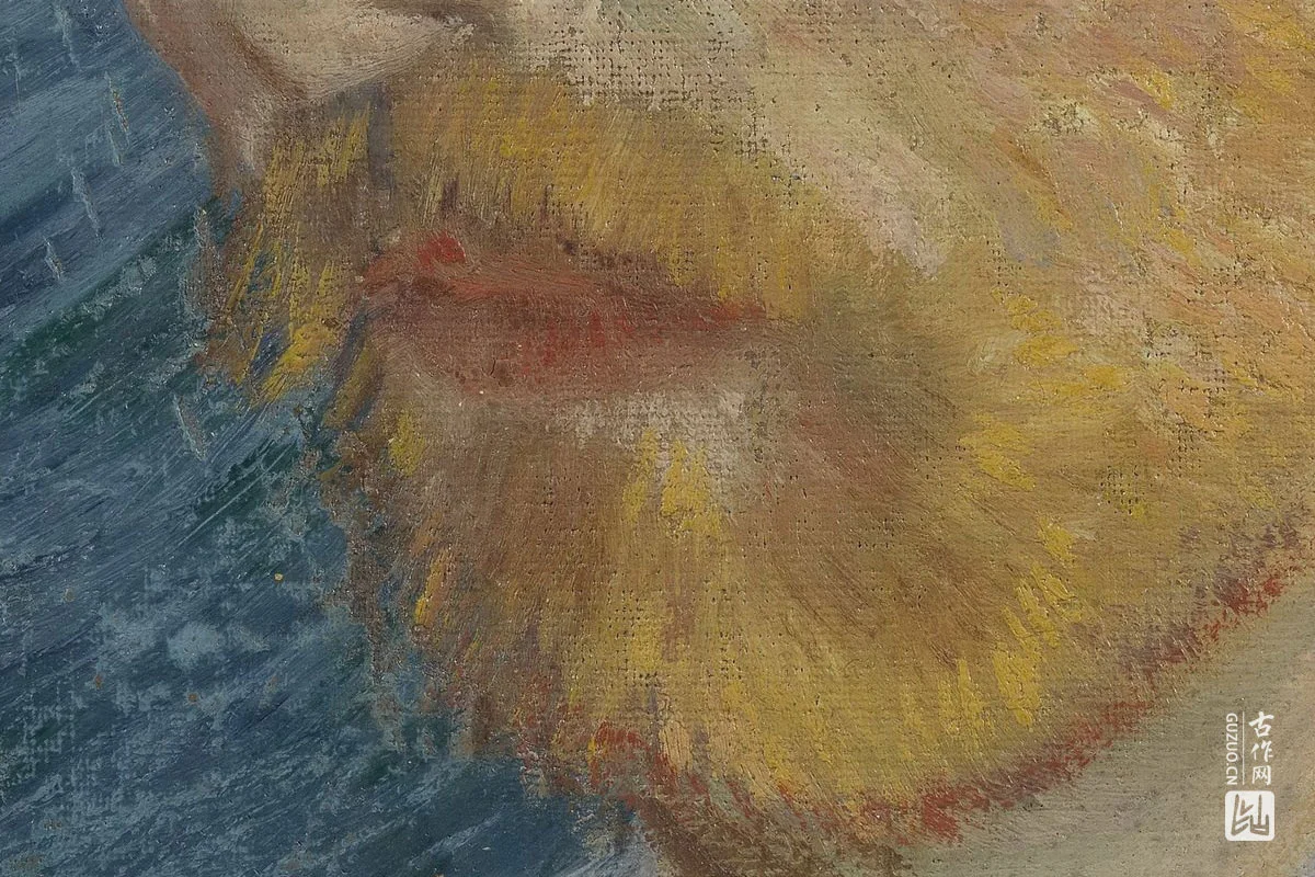 文森特·梵高油画头像《戴草帽的自画像》局部 (2)