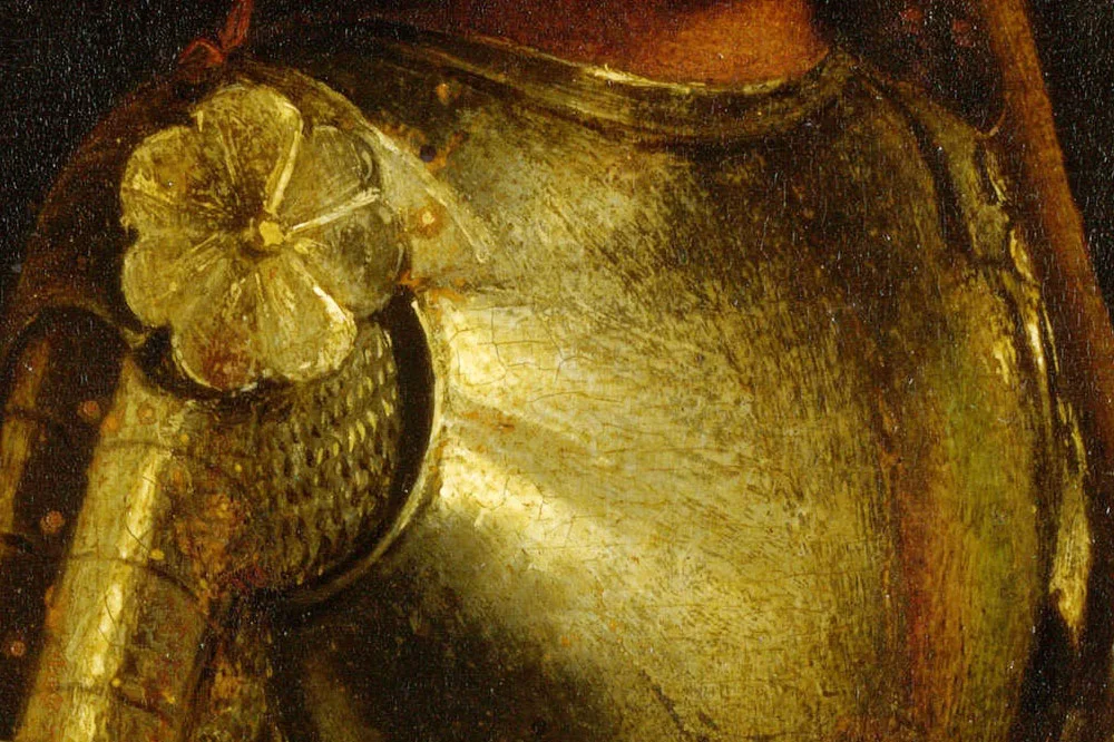 乔尔乔内油画人物作品《一个穿盔甲的男人》局部 (2)
