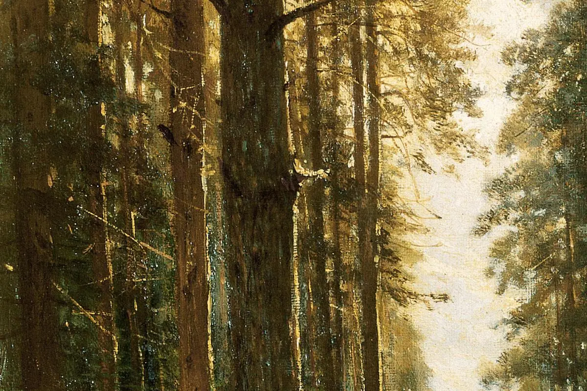 希施金油画风景《穿过森林的小路》局部 (4)