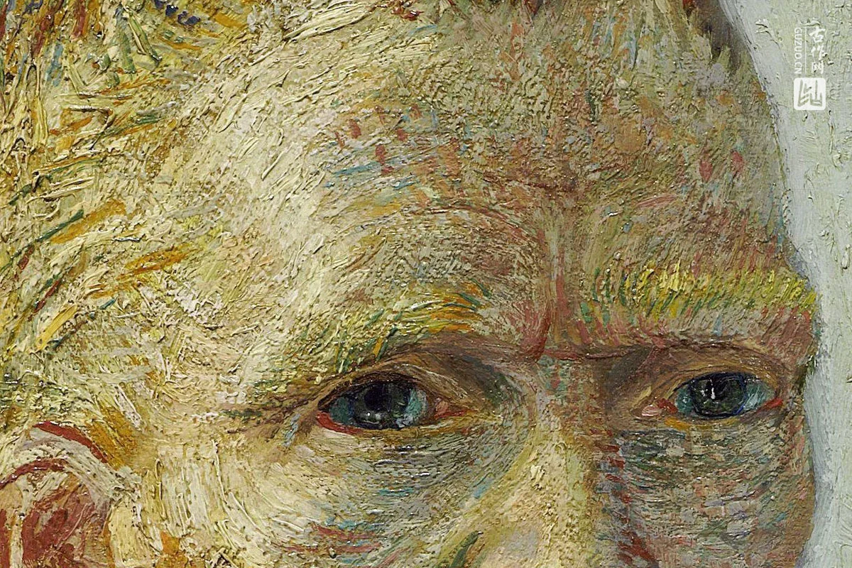梵高1888年《在画架前的自画像》局部 (2)