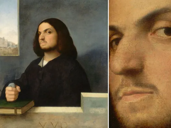 乔尔乔内油画作品《有书的威尼斯绅士肖像》