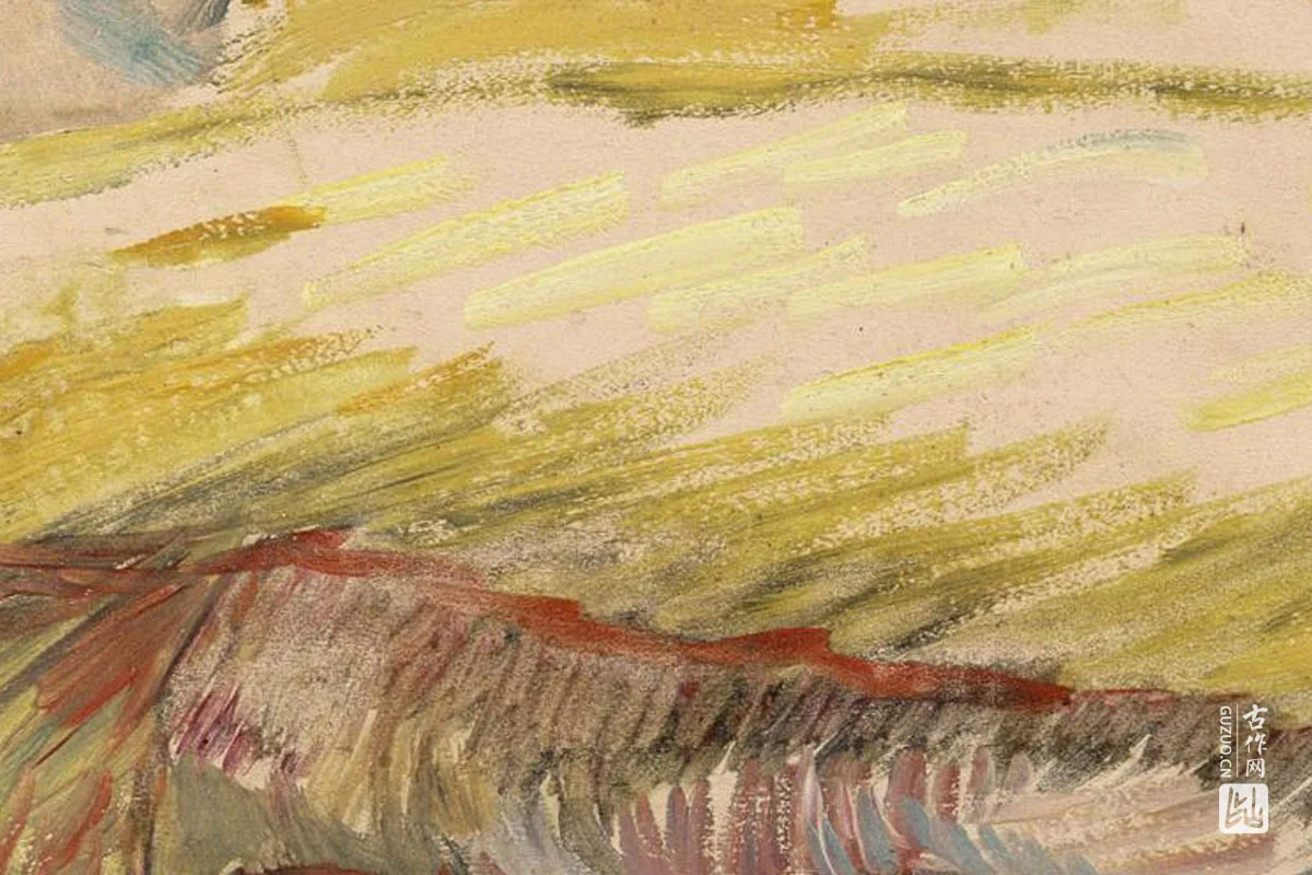 梵高1887年《戴草帽的自画像》局部 (4)