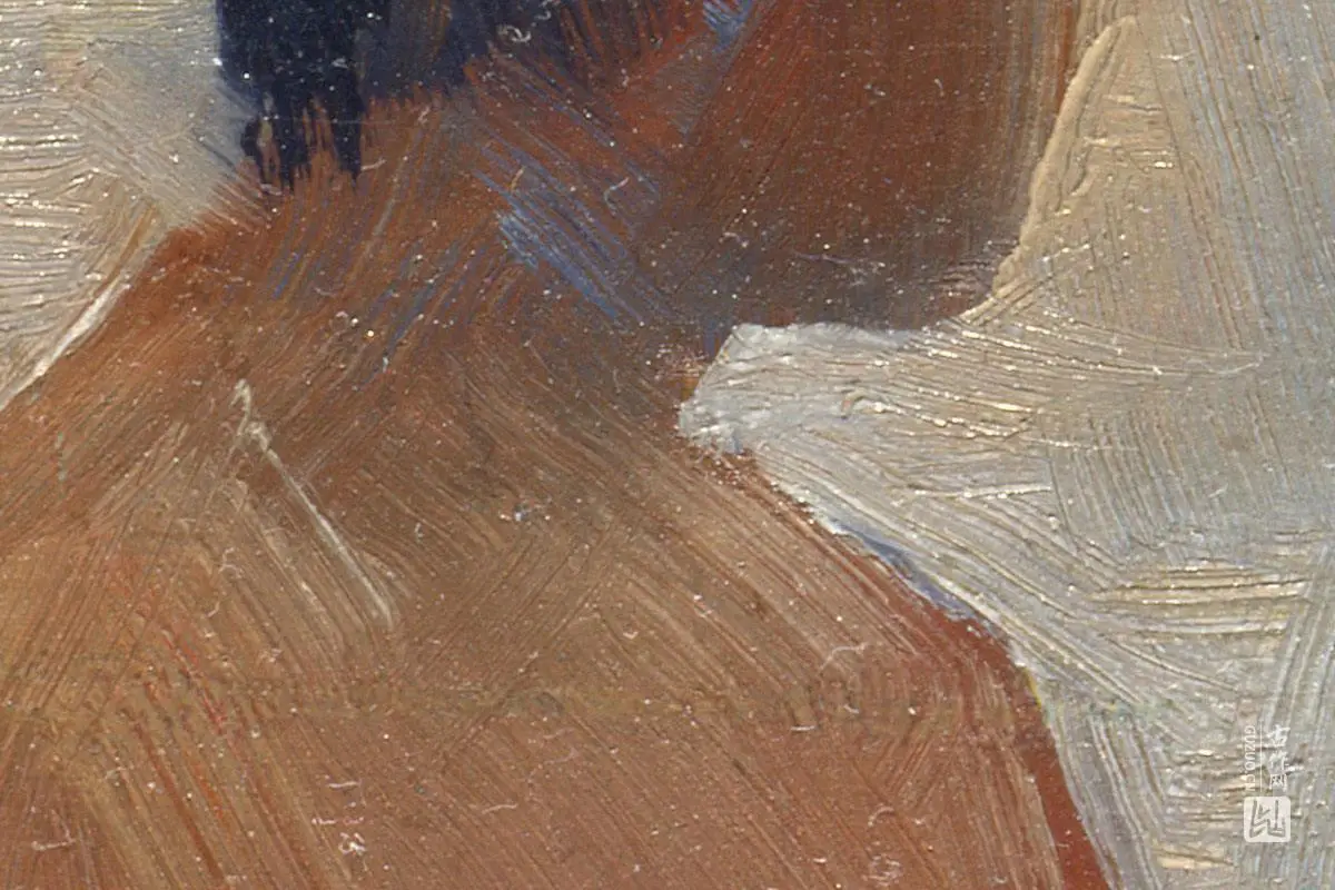 乔治·修拉油画创作稿《安涅尔浴场创作研究》局部 (1)