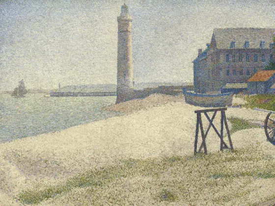 乔治·修拉点彩油画作品《敬老院和灯塔》
