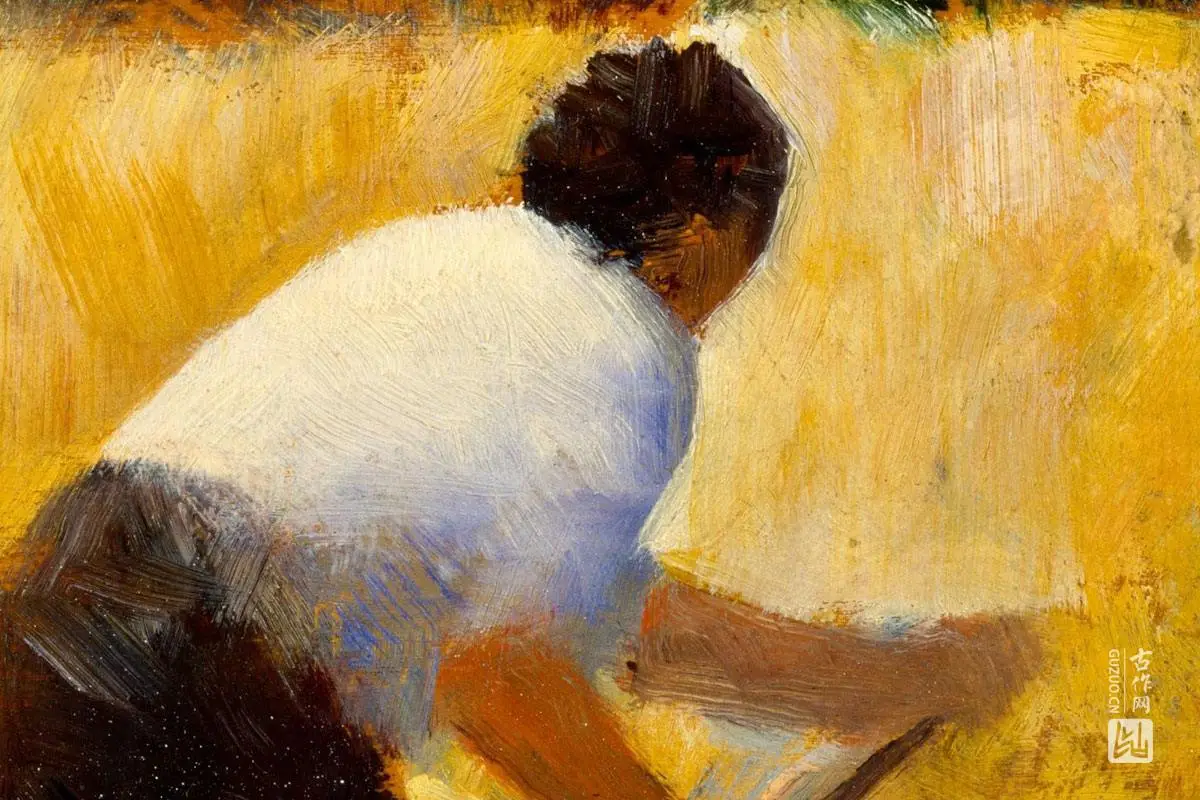 乔治·修拉油画作品《在收割的农妇》局部 (1)