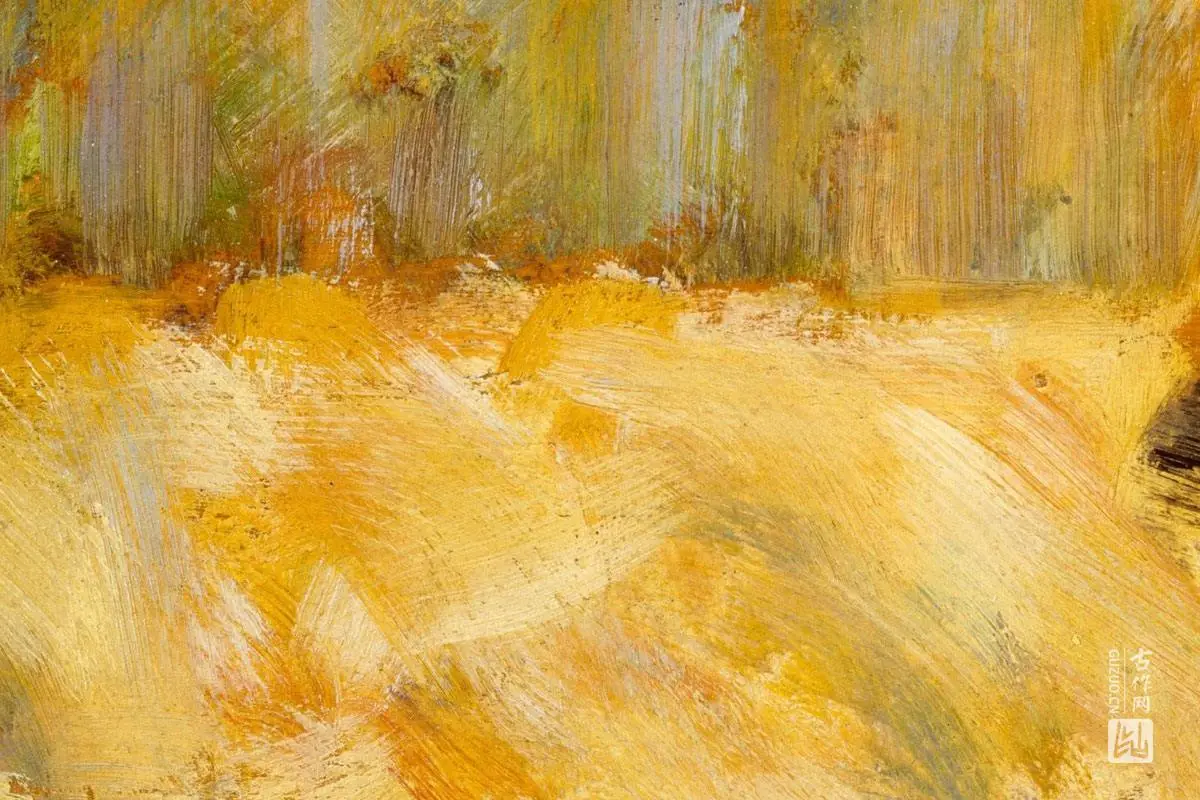 乔治·修拉油画作品《在收割的农妇》局部 (3)