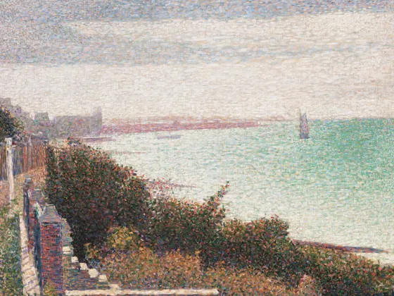乔治·修拉点彩画《海峡风景》油画作品