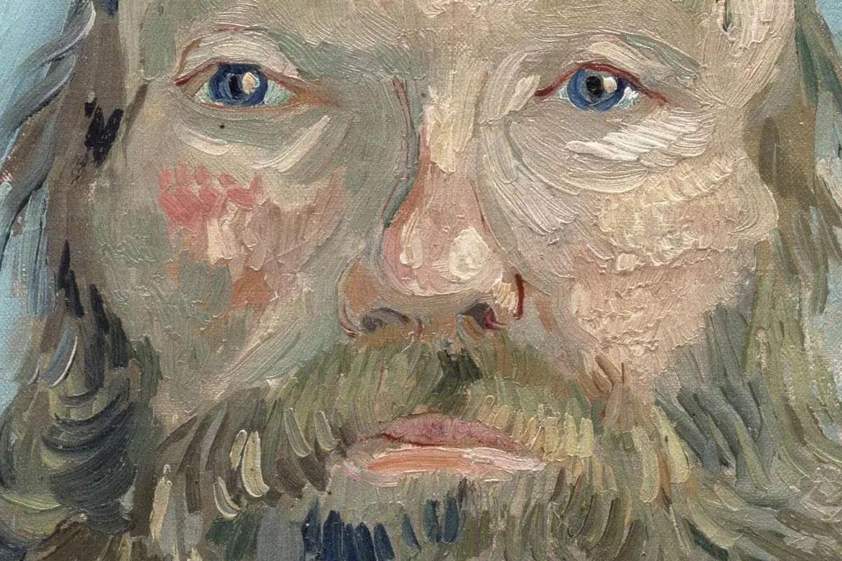 幅梵高油画肖像作品《邮差约瑟夫·鲁林的肖像》局部 (2)