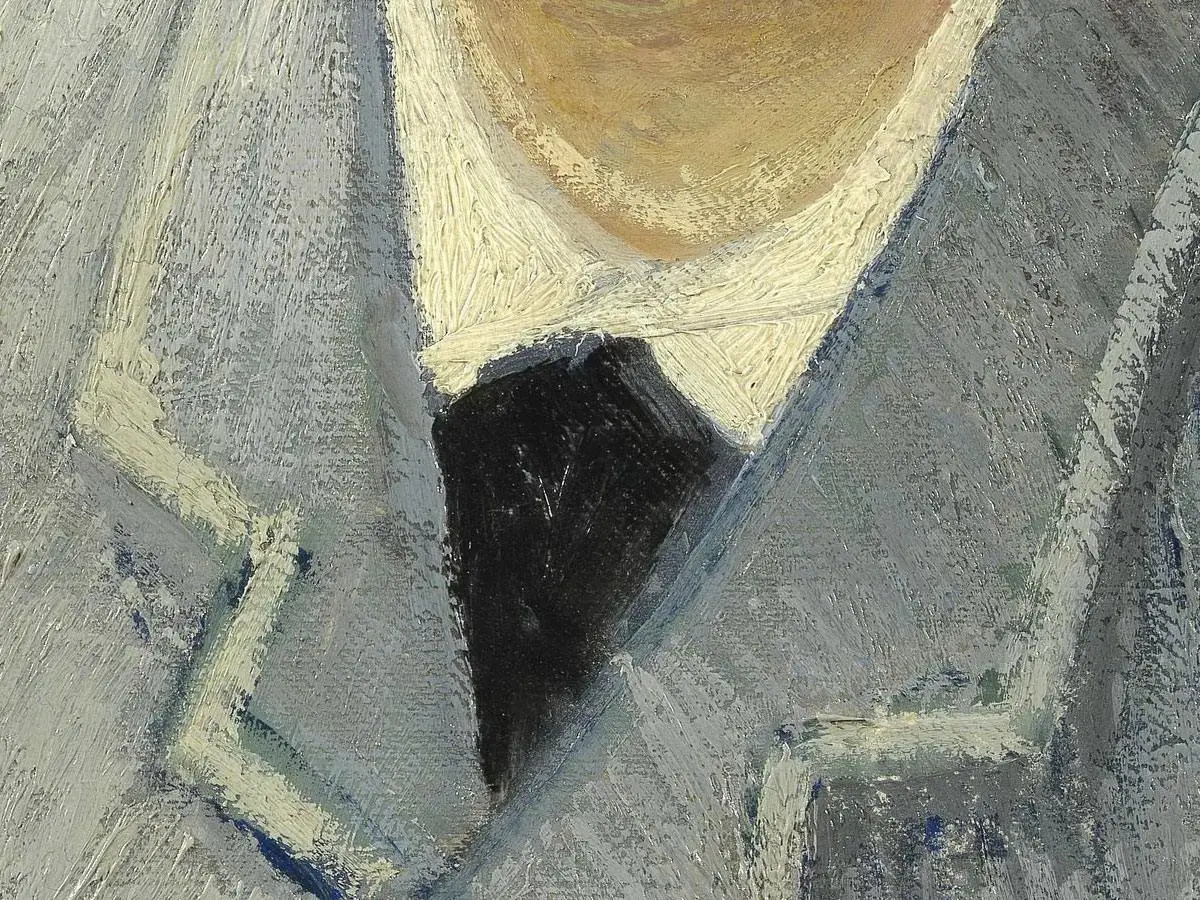梵高油画人物作品《戴帽子的男人肖像》局部 (3)
