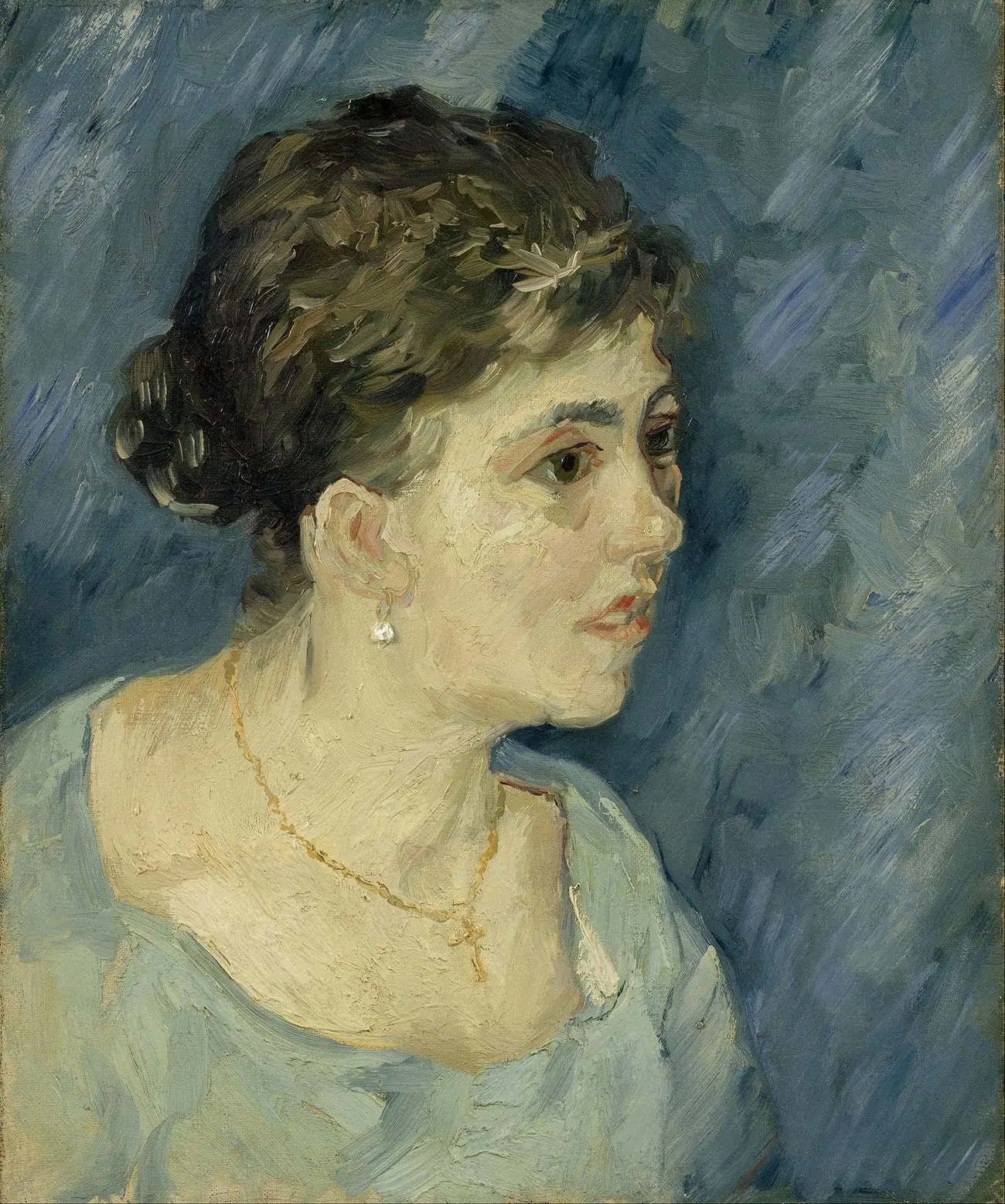 梵高油画肖像作品 穿蓝色衣服的女人肖像画